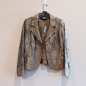Carmen Marc Valvo Metallic Bronze Jacquard Jacket